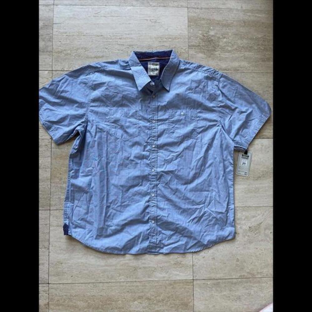 Colours Alexander Julian Button Down Blue Short Sleeve Shirt 4X‎ NWT